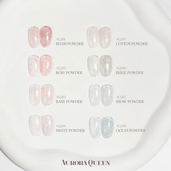 Aurora Queen Glitter Gel Polish Sugar Powder 8 Colours AQ.205 - Like Cotton