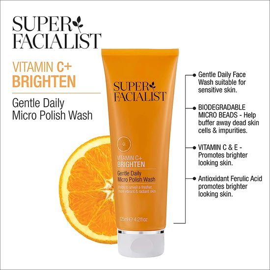 Super Facialist Vitamin C + Brighten Daily Gentle Micro Polish Wash 125ml