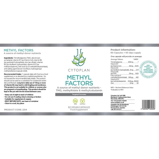Cytoplan Methyl Factors Capsules 60 Capsules