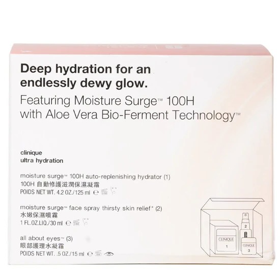 Clinique All About Moisture Gift Set 75ml Moisture Surge Gel-cream + 30ml Moisture Surge Face Spray + 15ml All About Eyes Serum