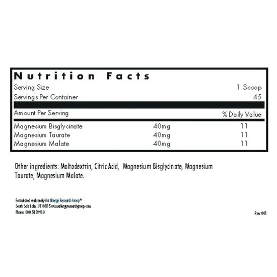 Allergy Research Group Magnesium Powder 270g