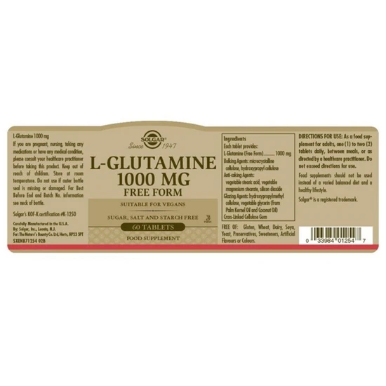 Solgar L-Glutamine 1000mg Tablets 60 Tablets