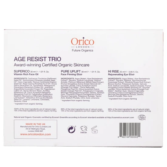 Orico London Age Resist Trio Face Oil + Firming Elixir + Eye Elixir