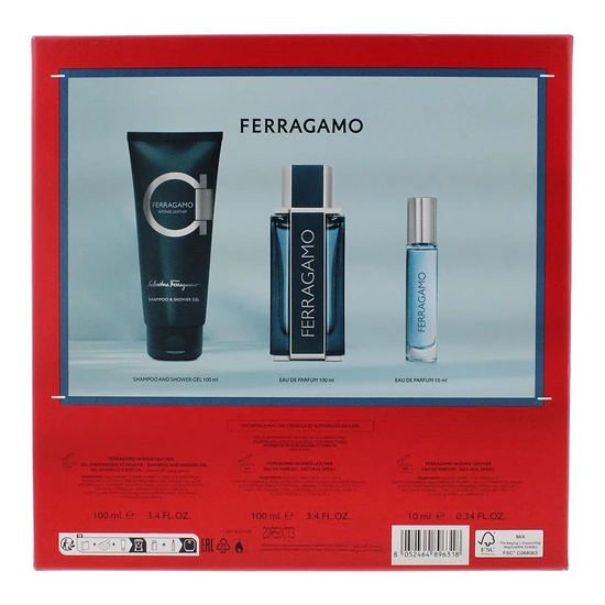 Salvatore Ferragamo Intense Leather Gift Set 100ml EDP, 100ml Shower Gel & 10ml EDP