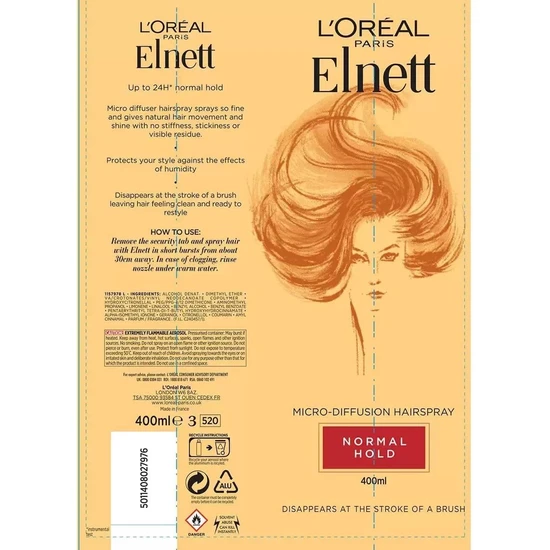 L'Oréal Professionnel Elnett Satin Fixation Normal Strength Hairspray 300ml