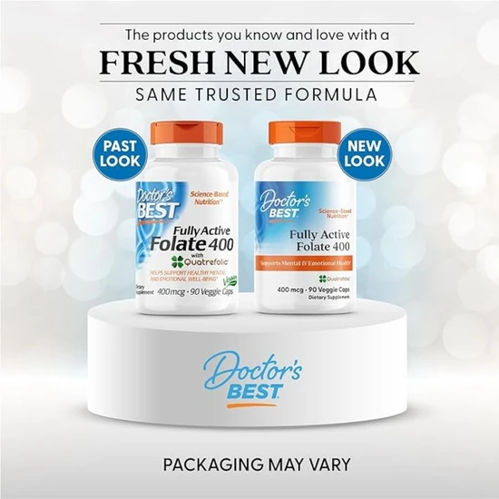 Doctor's Best Fully Active Folate 400 With Quatrefolic 400mcg Vegicaps 90 Vegicaps