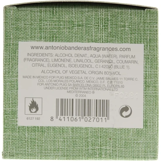 Antonio Banderas Mediterraneo Eau De Toilette 100ml