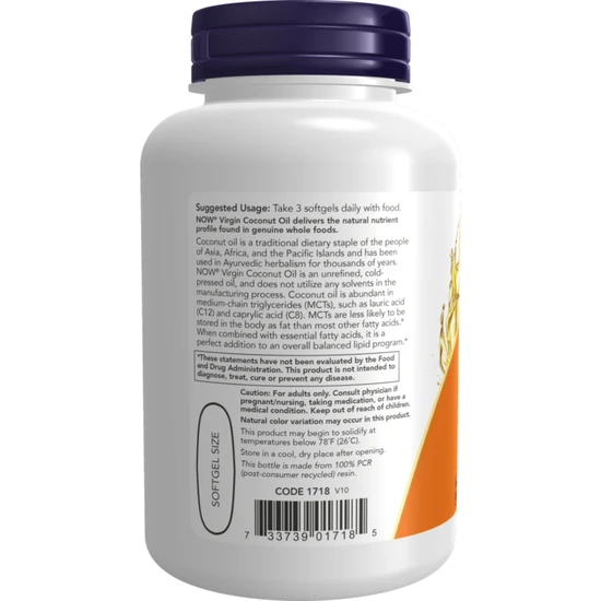 NOW Foods Virgin Coconut Oil 1000mg 120 Softgels