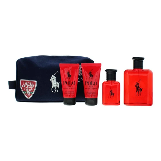 Ralph Lauren Polo Red Eau De Toilette 125ml, Eau De Toilette 40ml, Shower Gel 50ml + Aftershave Balm 50ml Gift Set For Him 125ml