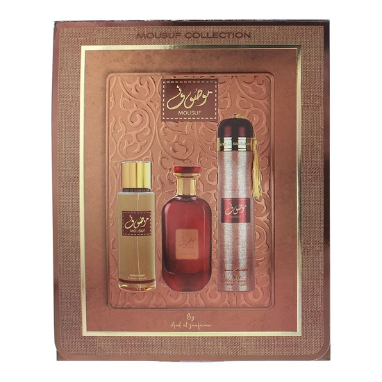 Ard Al Zaafaran Mousuf Gift Set 100ml EDP + 250ml Body Mist + 300ml Air Freshener