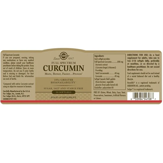 Solgar Full Spectrum Curcumin Licaps 90 Licaps