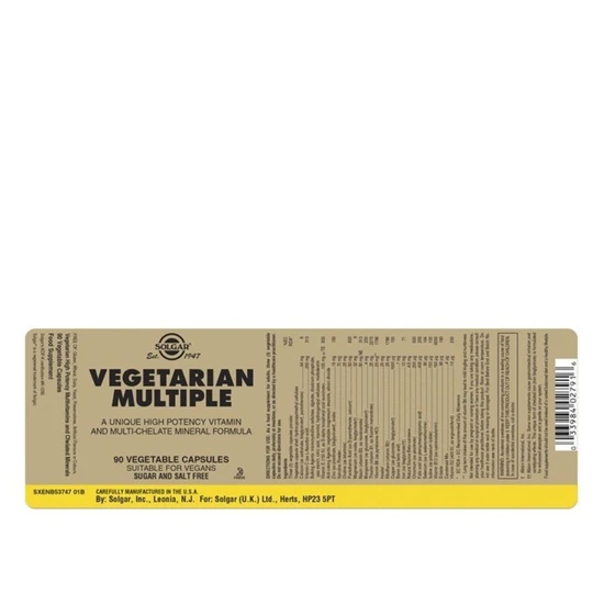 Solgar Vegetarian Multiple Vegicaps 90 Vegicaps