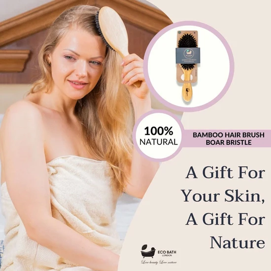 Eco Bath London Bamboo Hair Brush Boar Bristle