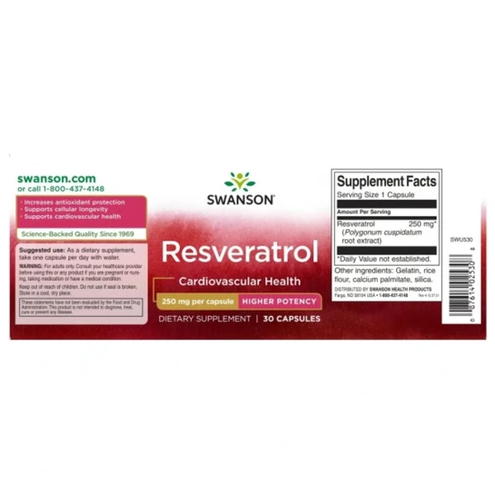 Swanson Resveratrol 250mg Capsules 30 Capsules