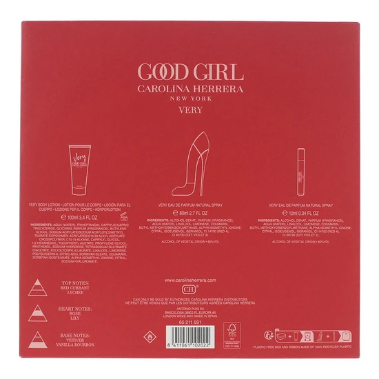 Carolina Herrera Very Good Girl Eau De Parfum Gift Set 80ml Eau De Parfum + 10ml Eau De Parfum + 100ml Body Lotion