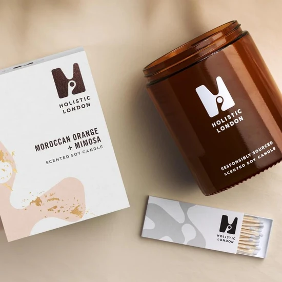 Holistic London Moroccan Orange + Mimosa Scented Candle 180ml