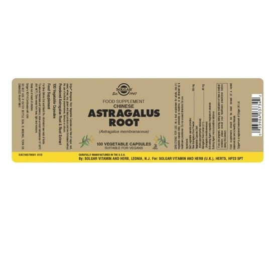 Solgar Chinese Astragalus Root F.P Vegicaps 100 Vegicaps