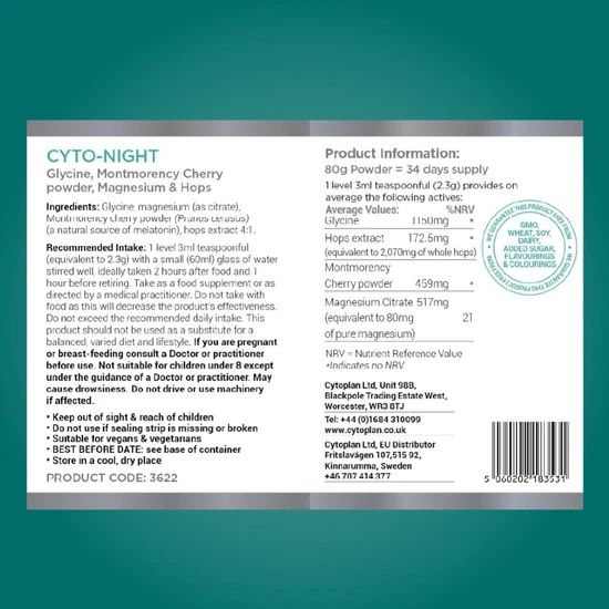 Cytoplan Cyto-Night Vegan Powder 80g