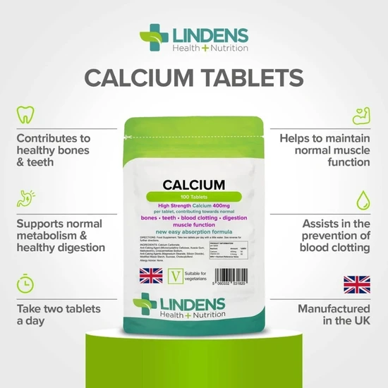 Lindens Calcium 400mg Tablets 100 Tablets