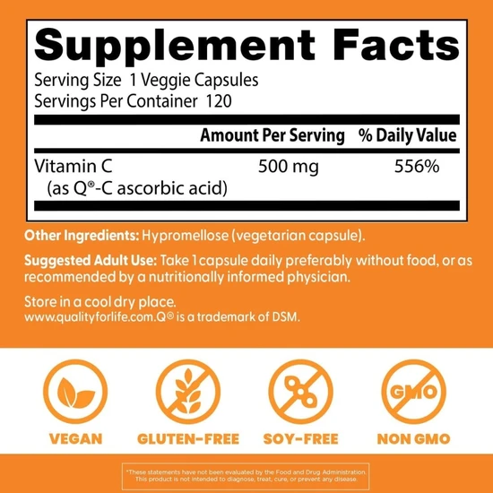 Doctor's Best Vitamin C With Quali-C 500 mg - 120 Vcaps