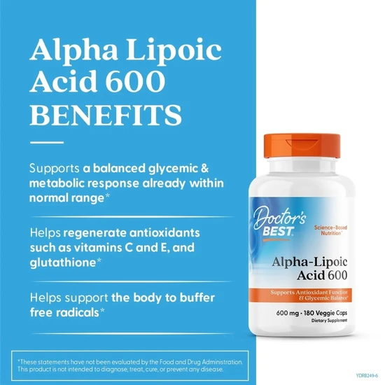 Doctor's Best Alpha Lipoic Acid 600mg Vegicaps 180 Vegicaps