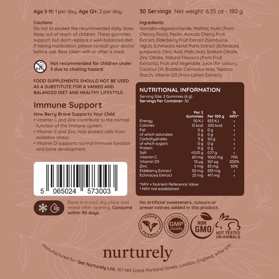 Nurturely Berry Brave Gummies 60 Gummies