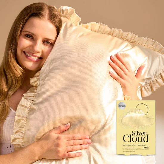 Silver Cloud Satin Frilly Pillowcase Twin Pack Buttercup Collection