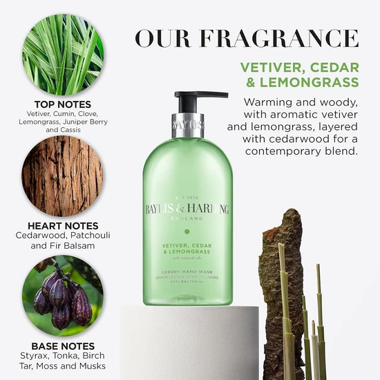 Baylis & Harding Vetiver Cedar & Lemongrass Luxury Hand Wash 500ml