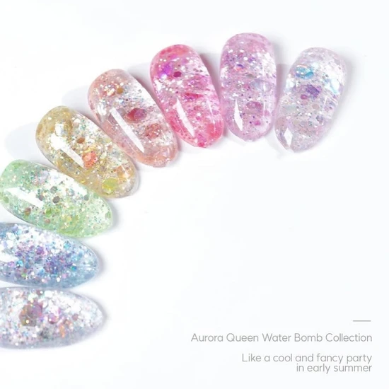 Aurora Queen Premium Glitter Gel Polish Water Bomb 8 Colours Set (8 Colours)