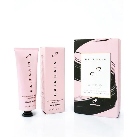 Hair Gain Capsules & Hair Mask Bundle 60 Capsules + 50ml Mask
