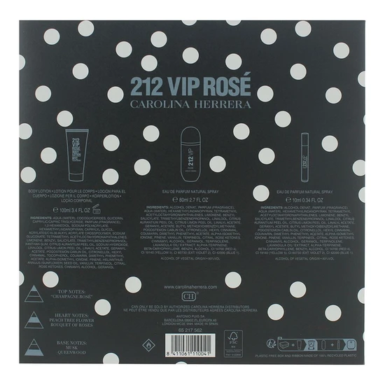 Carolina Herrera 212 Vip Rose Eau De Parfum Gift Set 80ml Eau de Parfum + 10ml Eau de Parfum + 100ml Body Lotion