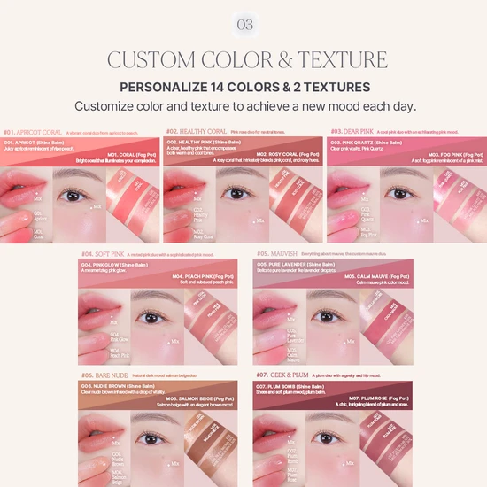 Heart Percent Dote On Mood Custom Lip & Cheek 03 DEAR PINK