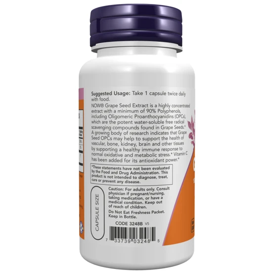NOW Foods Grape Seed Standardised Extract 100mg 200 Capsules