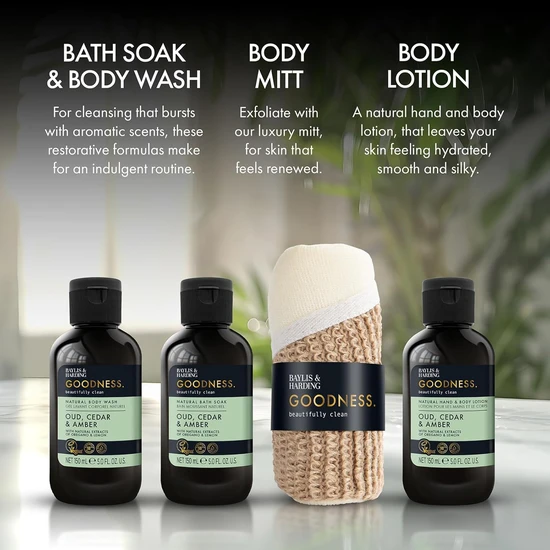 Baylis & Harding Goodness Oud, Cedar & Amber Essentials Gift Set