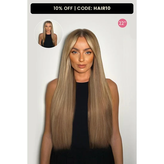 LullaBellz Luxury Gold 22" 250g 5 Piece Human Hair Extensions Caramel Blonde