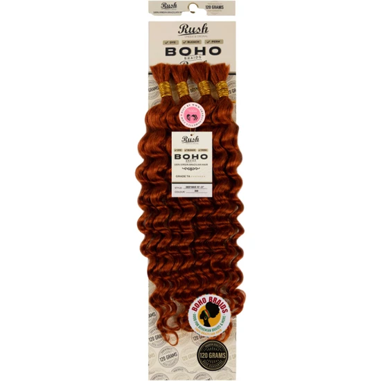 Rush Boho Braids Deep Wave Virgin Brazilian Hair 17"-19" 99j