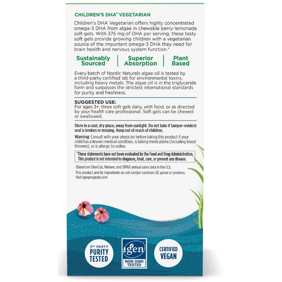 Nordic Naturals Children's DHA Vegetarian 375mg Berry Lemonade Chewables 120