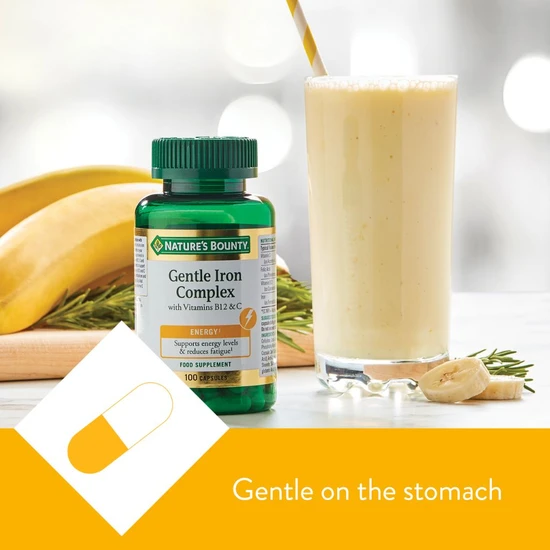 Nature's Bounty Gentle Iron Complex With Vitamins B12 & C 100 Capsules