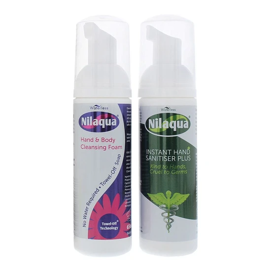 Nilaqua Waterless Hand Hygiene Pack 65ml Hand Sanitiser + 65ml Hand Wash