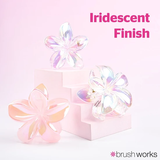 Brushworks Frosted Flower Claw Clips x3