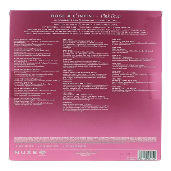 Nuxe Pink Fever Gift Set Lip Balm + Cleansing Foam + Huile Prodigieuse Florale