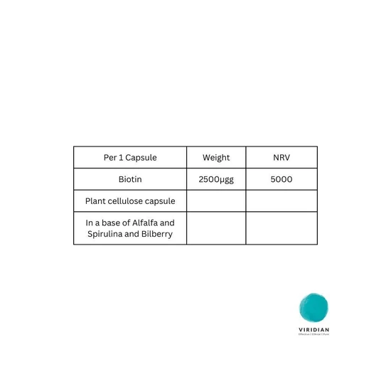 Viridian Biotin 2500ug Veg Capsules 90 Capsules