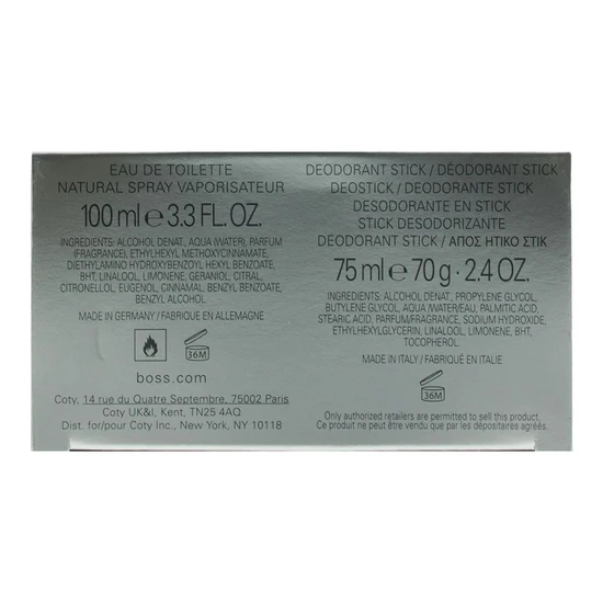 Hugo Boss Eau De Toilette 100ml & Deodorant Stick 75ml Gift Set 100ml