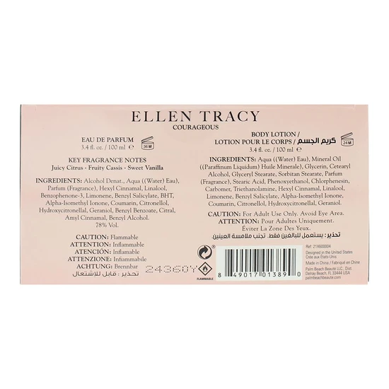 Ellen Tracy Courageous Eau De Parfum Gift Set 100ml Eau de Parfum + 100ml Body Lotion