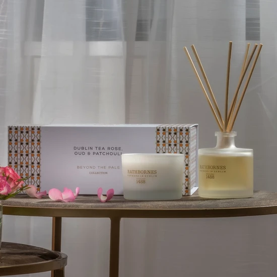 Rathbornes 1488 Candle & Diffuser Gift Set, Dublin Tea Rose