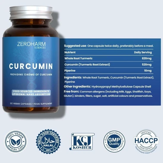 ZeroHarm Liposomal Curcumin 1340mg Capsules 120 Capsules
