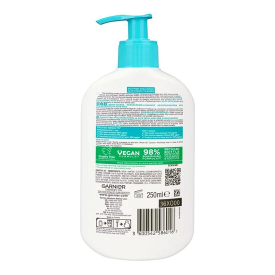 Garnier Soothing Hyaluronic Aloe Cream Cleanser 250ml
