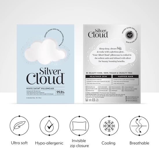 Silver Cloud Silver Satin Pillowcase Twinpack