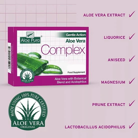 Aloe Pura Aloe Vera Gentle Action Complex Earlier Colon Cleanse Tablets 60 Tablets