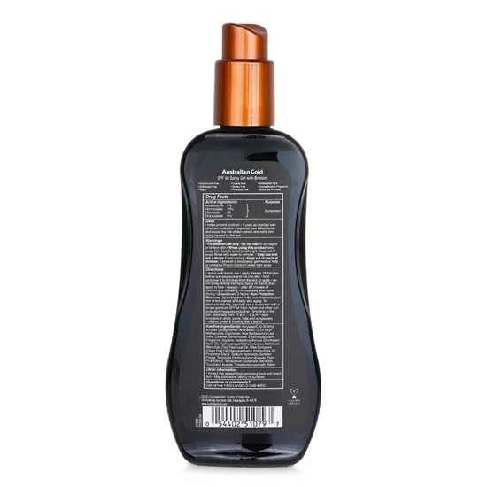 Australian Gold Spray Gel Sunscreen SPF 50 With Instant Bronzer 237ml